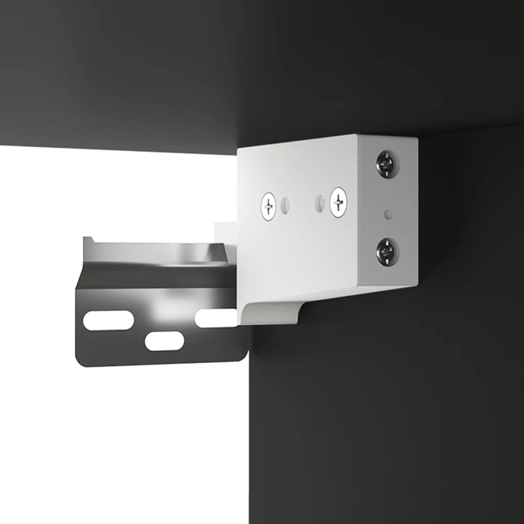 Speilskap med LED svart 76x15x55 cm