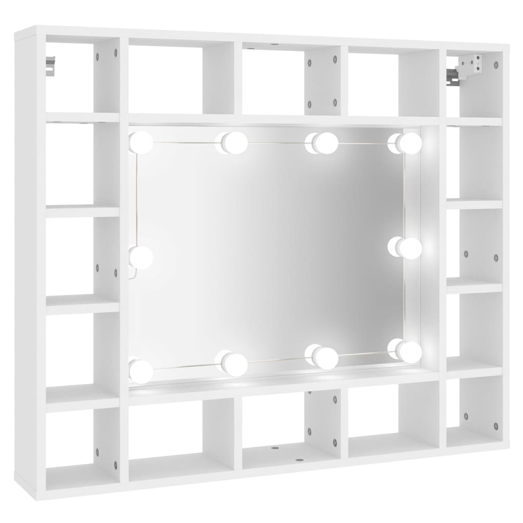 Speilskap med LED hvit 91x15x76,5 cm