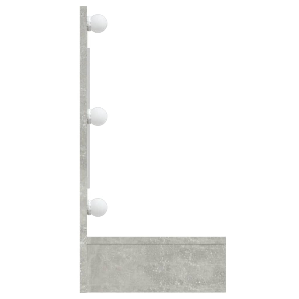 Speilskap med LED betonggrå 90x31,5x62 cm