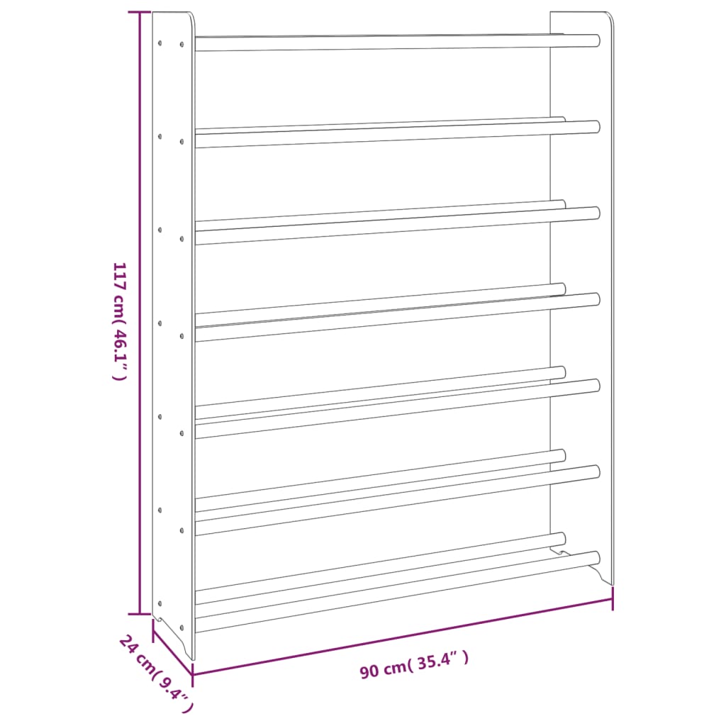 Skohylle brun 90x24x117 cm konstruert tre