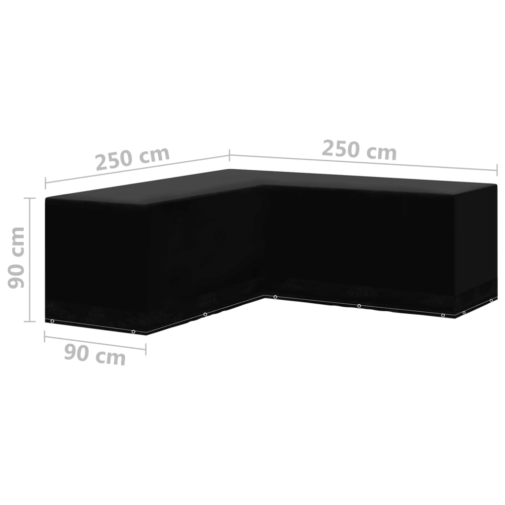 Hagemøbeltrekk 2 stk L-formet 12 majler 250x250x90 cm