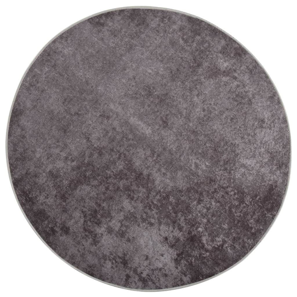 Vaskbart teppe φ120 cm grå sklisikker