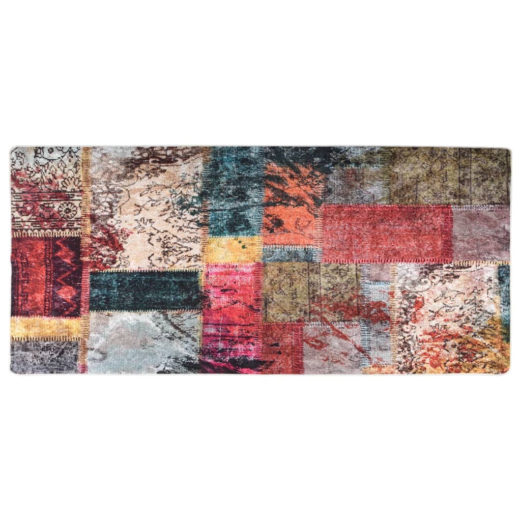 Vaskbart teppe med lappemønster 80x300 cm flerfarget sklisikker