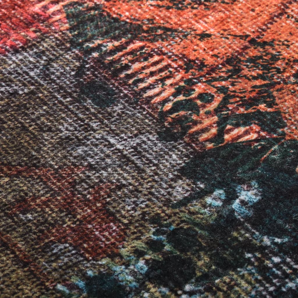 Vaskbart teppe med lappemønster 80x300 cm flerfarget sklisikker