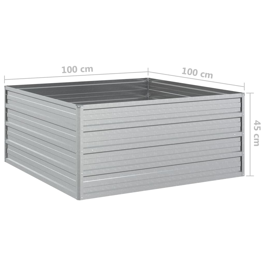 Høybed 100x100x45 cm galvanisert stål sølv