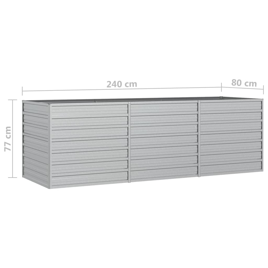 Høybed 240x80x77 cm galvanisert stål sølv
