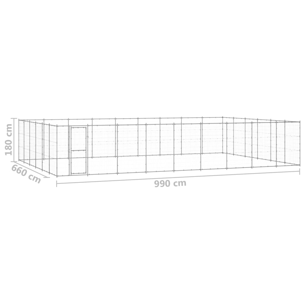 Utendørs hundegård 65,34 m² galvanisert stål