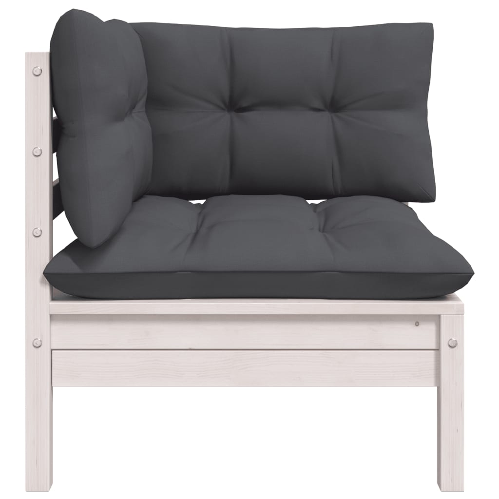 Hagesofagruppe med puter 3 deler hvit heltre furu