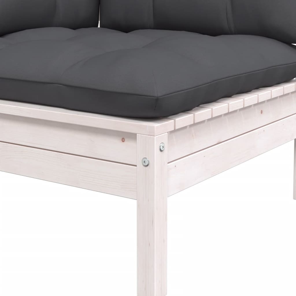Hagesofagruppe med puter 3 deler hvit heltre furu