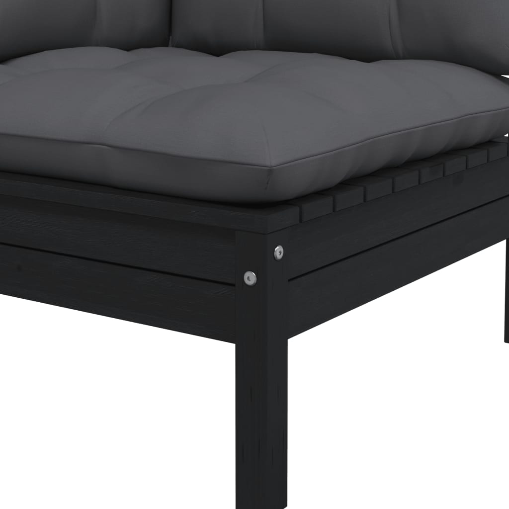 Hagesofagruppe med puter 3 deler svart heltre furu