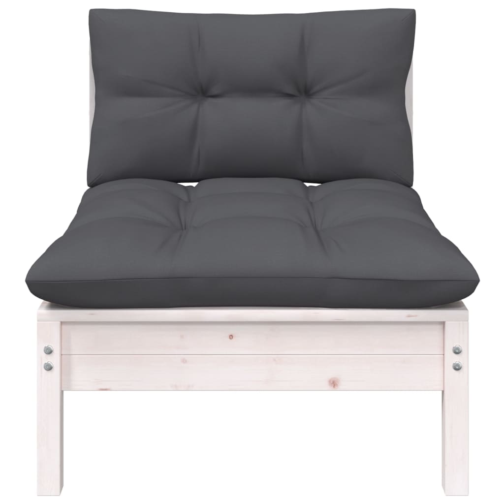 Hagesofagruppe med puter 3 deler hvit heltre furu
