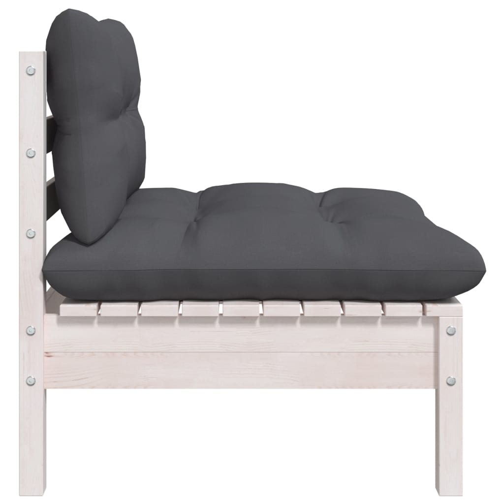 Hagesofagruppe med puter 3 deler hvit heltre furu
