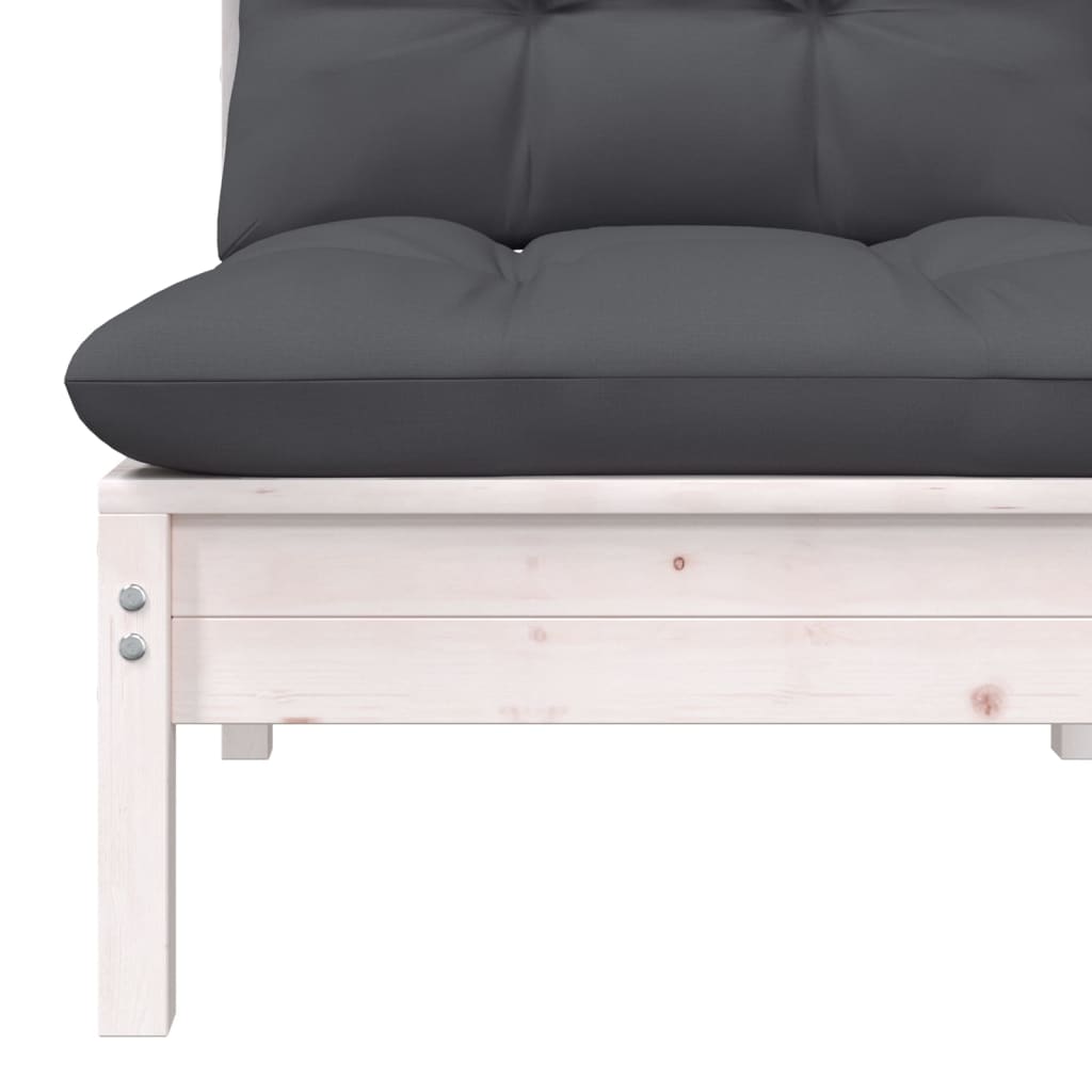 Hagesofagruppe med puter 3 deler hvit heltre furu