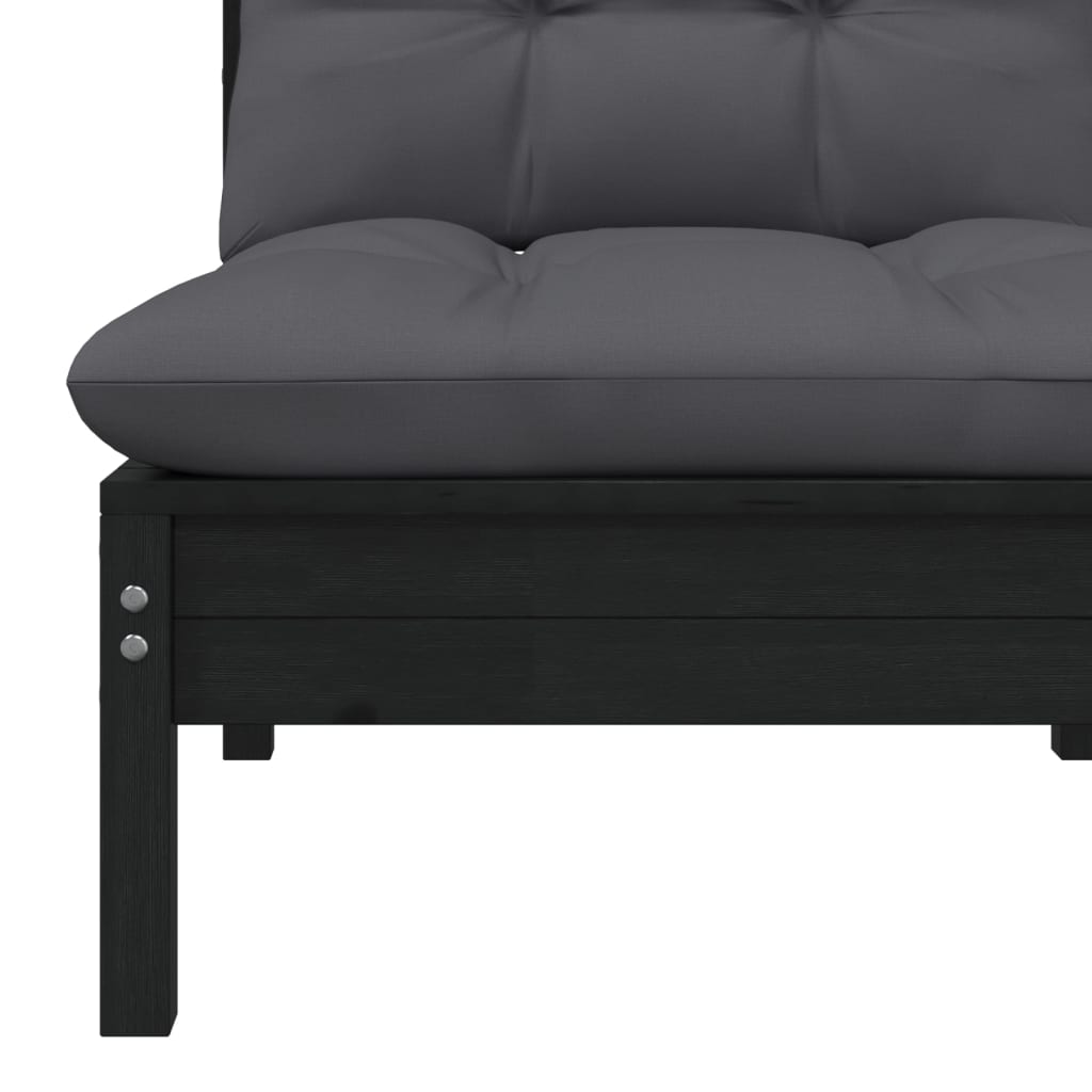 Hagesofagruppe med puter 3 deler svart heltre furu