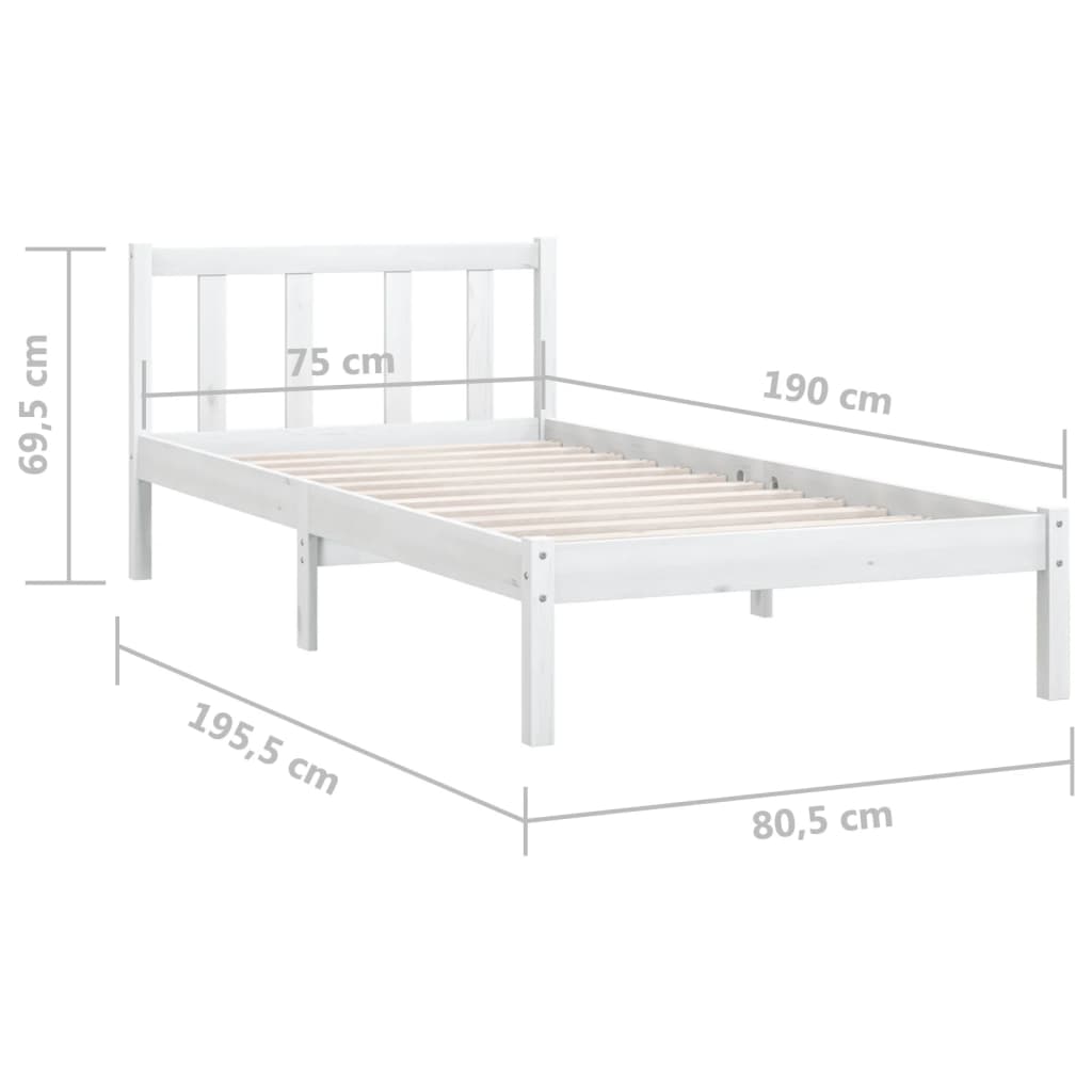 Sengeramme hvit heltre furu 75x190 cm Small Single