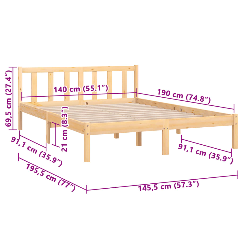 Sengeramme heltre furu 140x190 cm