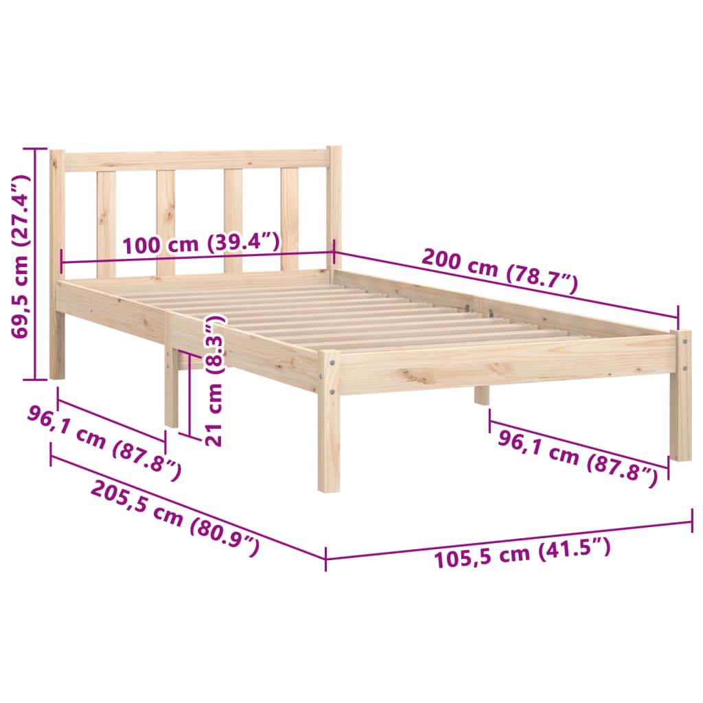 Sengeramme heltre furu 100x200 cm
