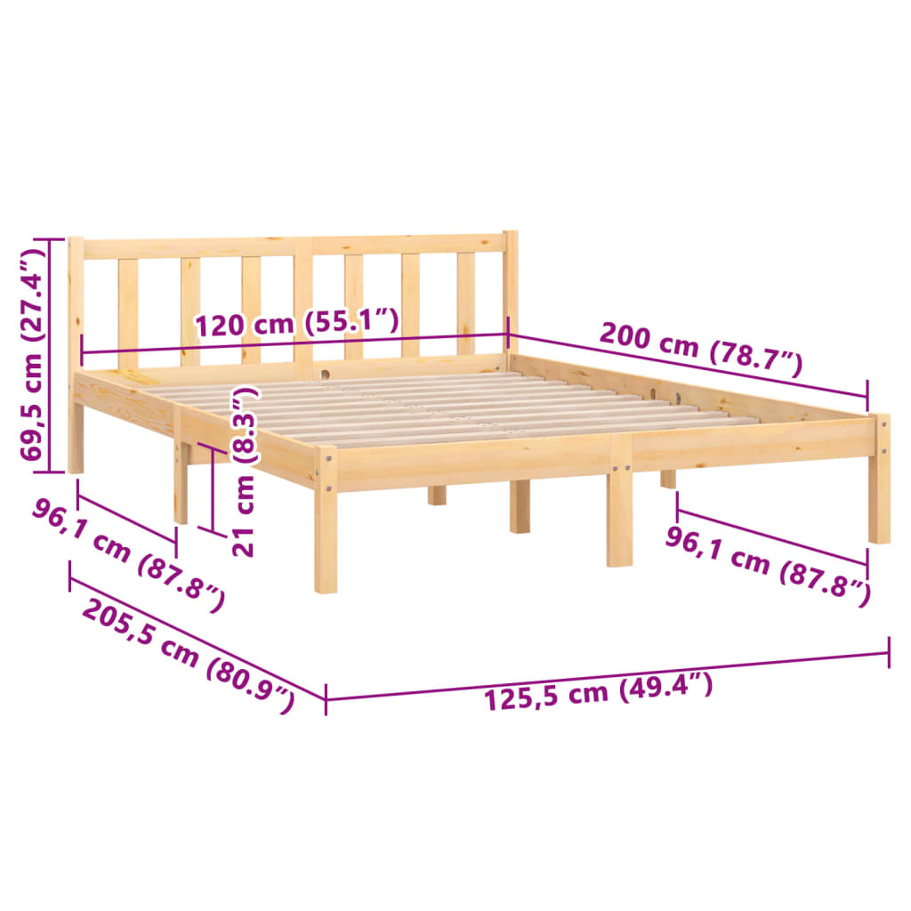 Sengeramme heltre furu 120x200 cm