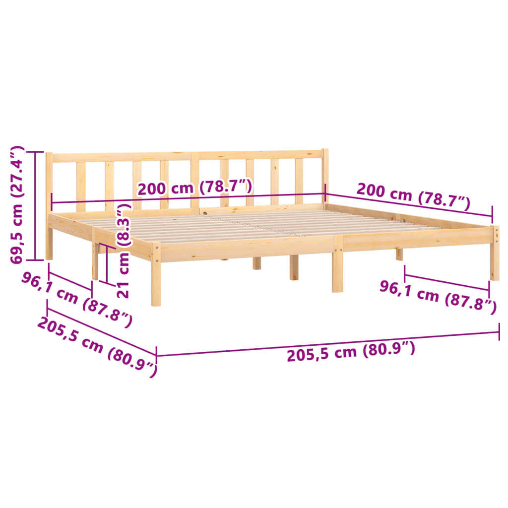 Sengeramme heltre furu 200x200 cm