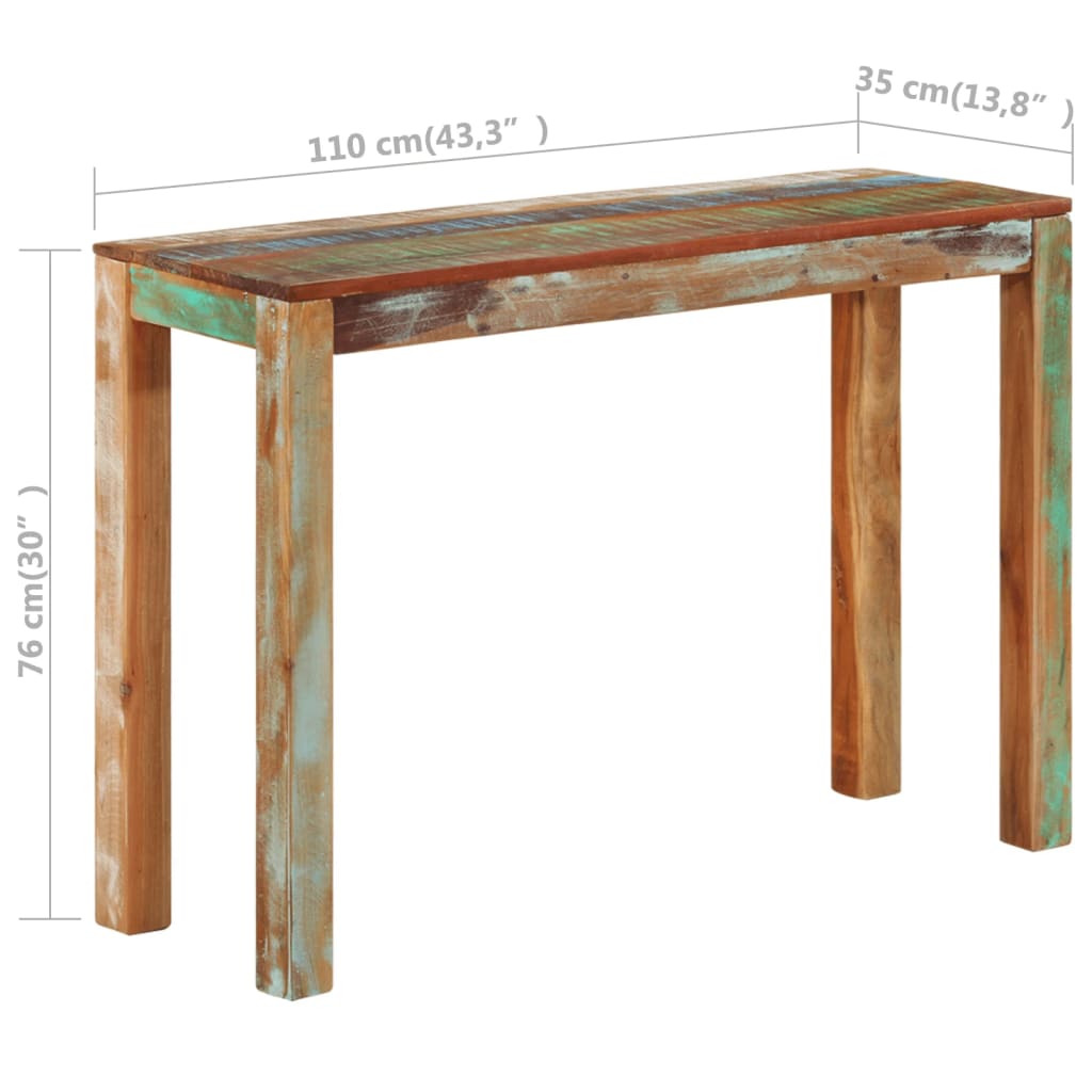Konsollbord 110x35x76 cm gjenvunnet heltre