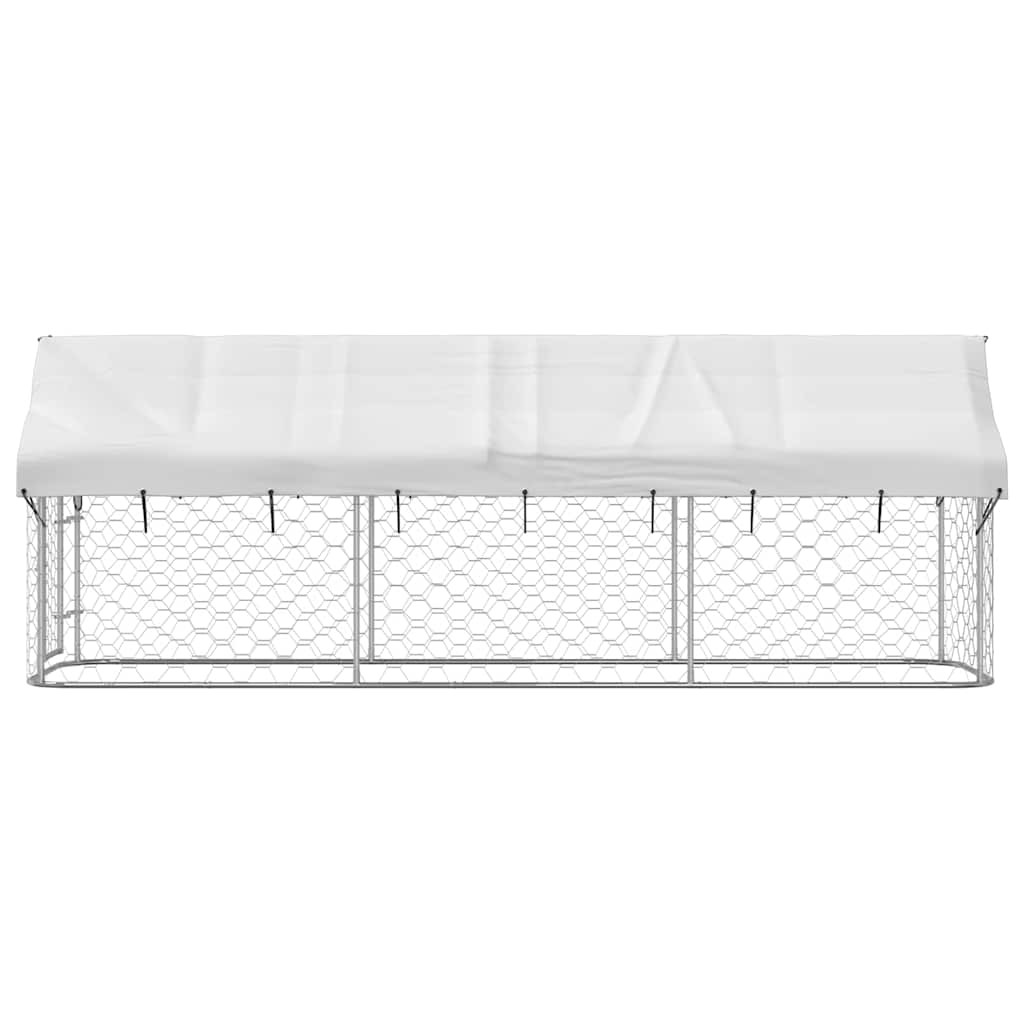 Utendørs hundegård med tak 400x100x150 cm