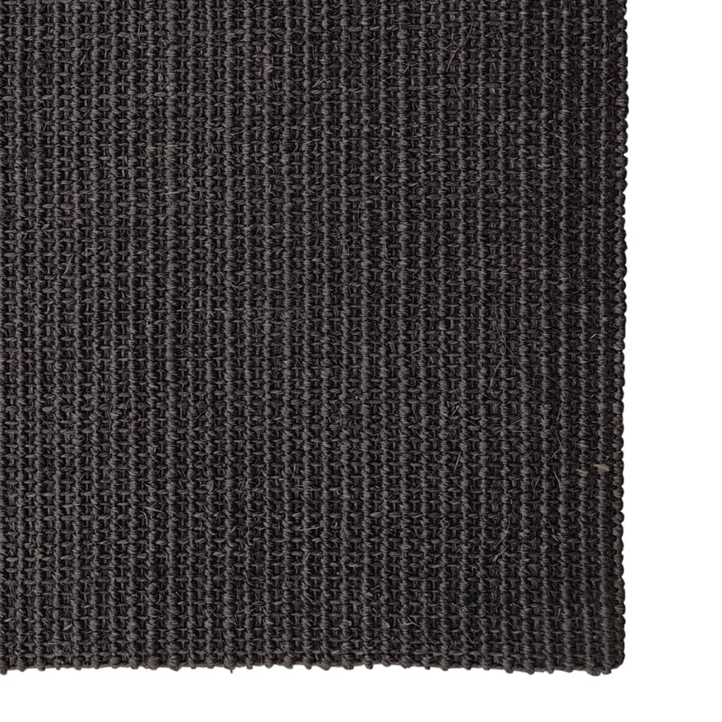 Teppe naturlig sisal 80x300 cm svart