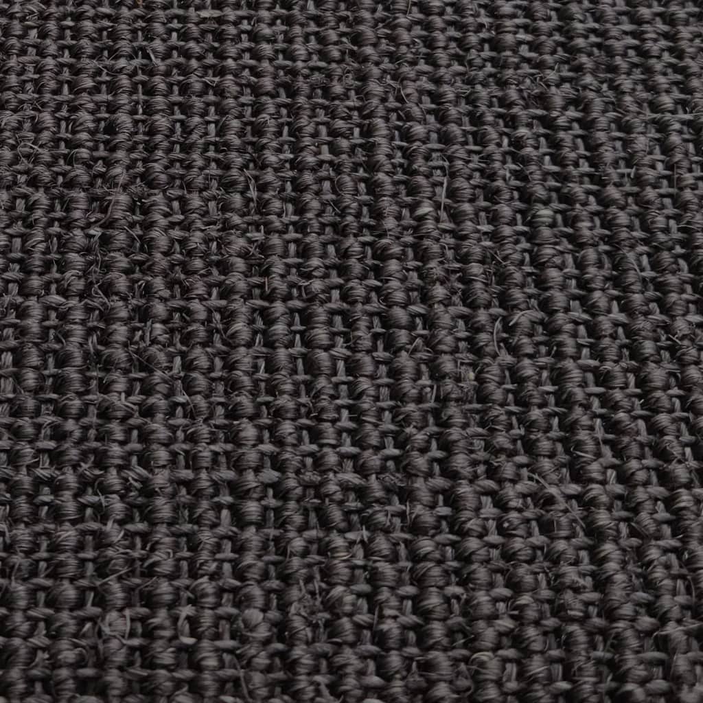 Teppe naturlig sisal 80x300 cm svart