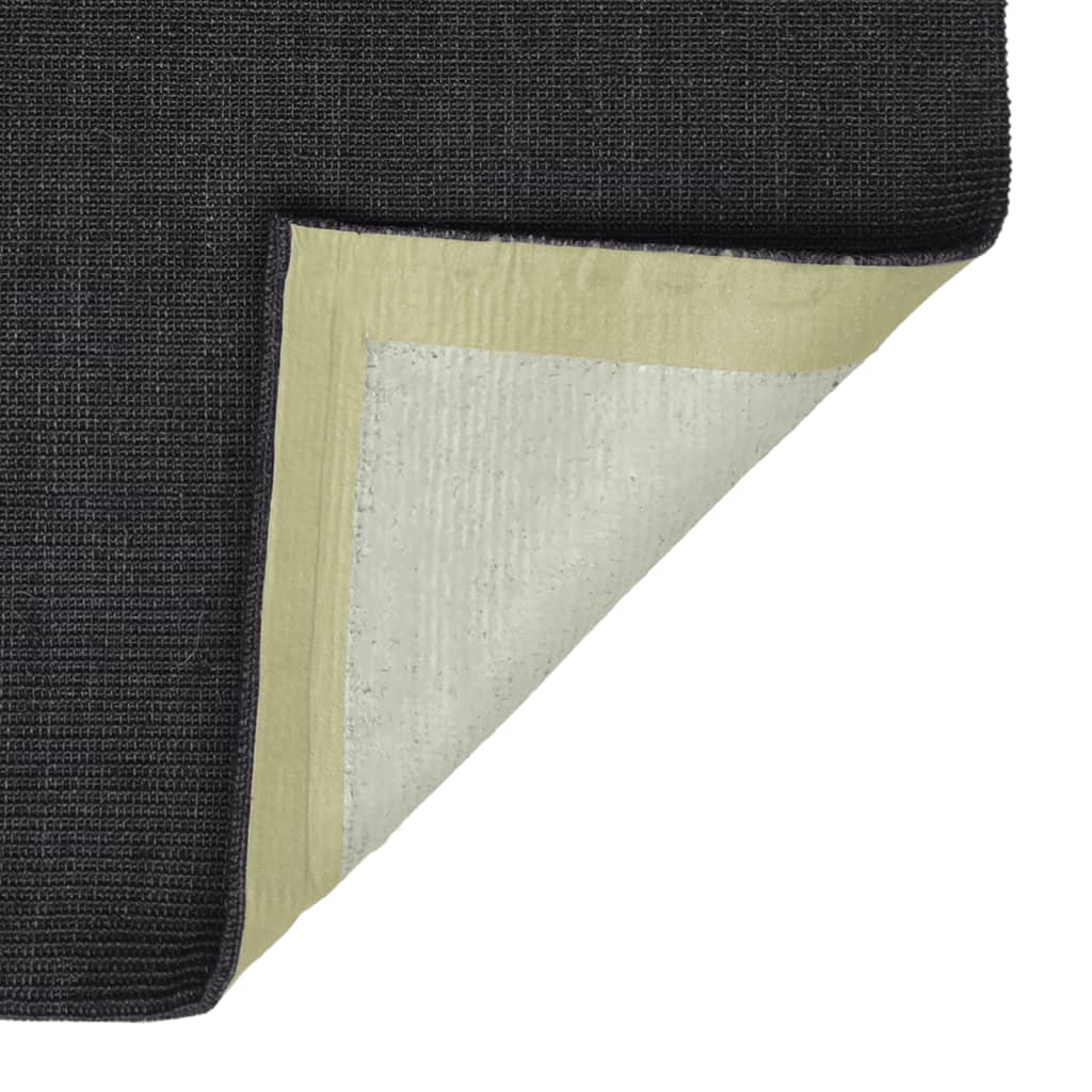 Teppe naturlig sisal 80x300 cm svart