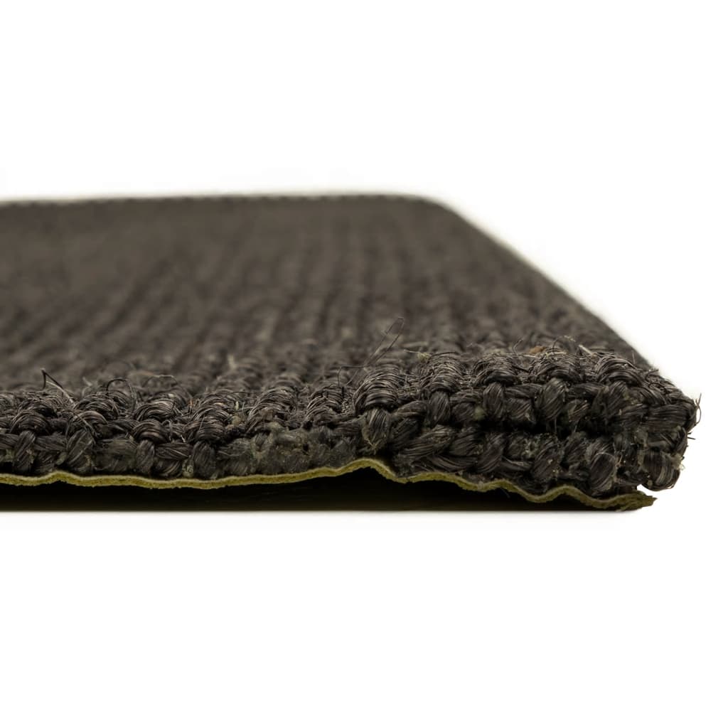 Teppe naturlig sisal 80x300 cm svart