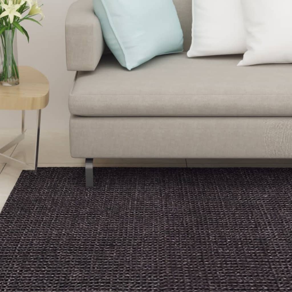 Teppe naturlig sisal 80x300 cm svart
