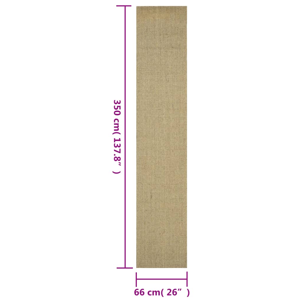 Teppe naturlig sisal 66x350 cm grønn