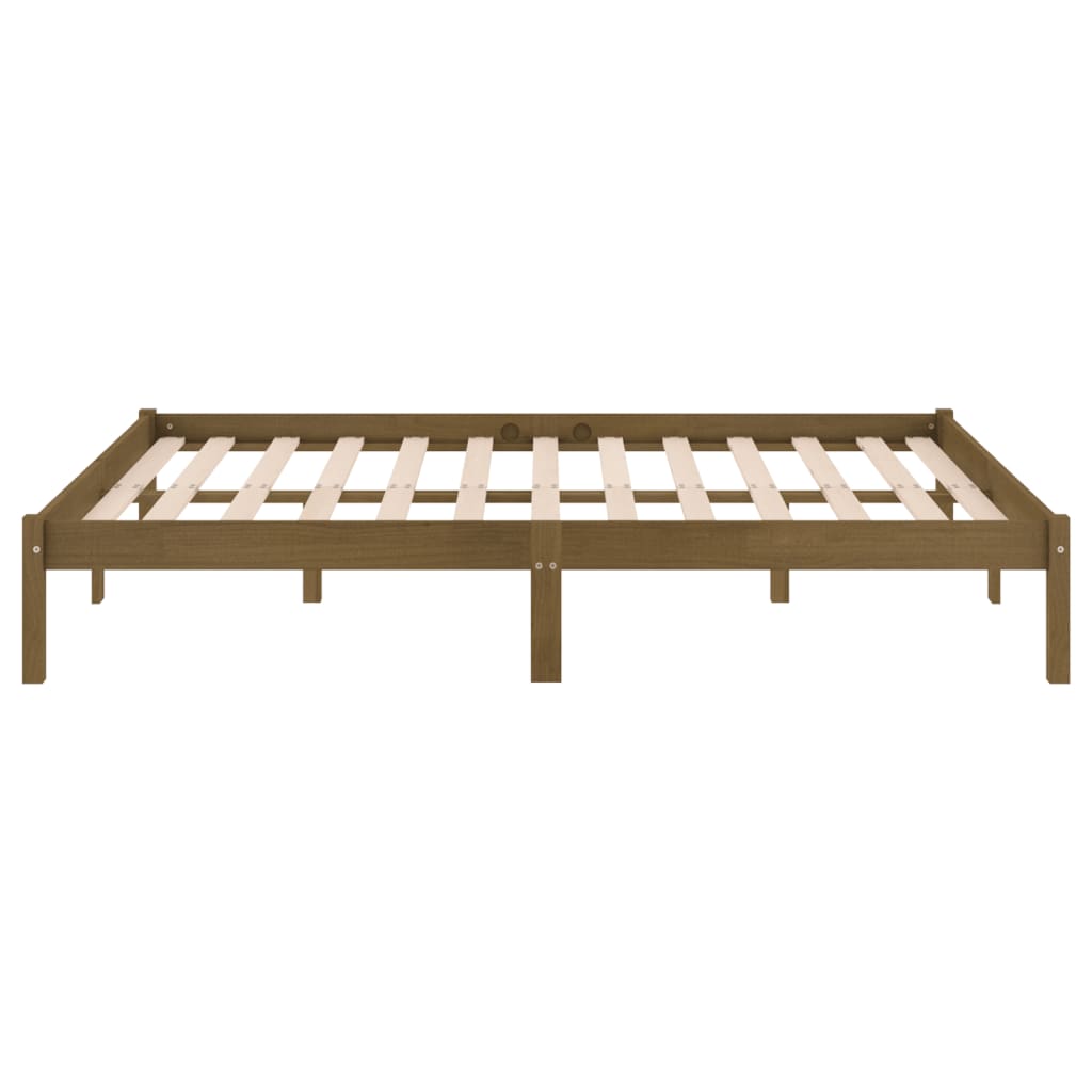 Sengeramme honningbrun heltre furu 200x200 cm