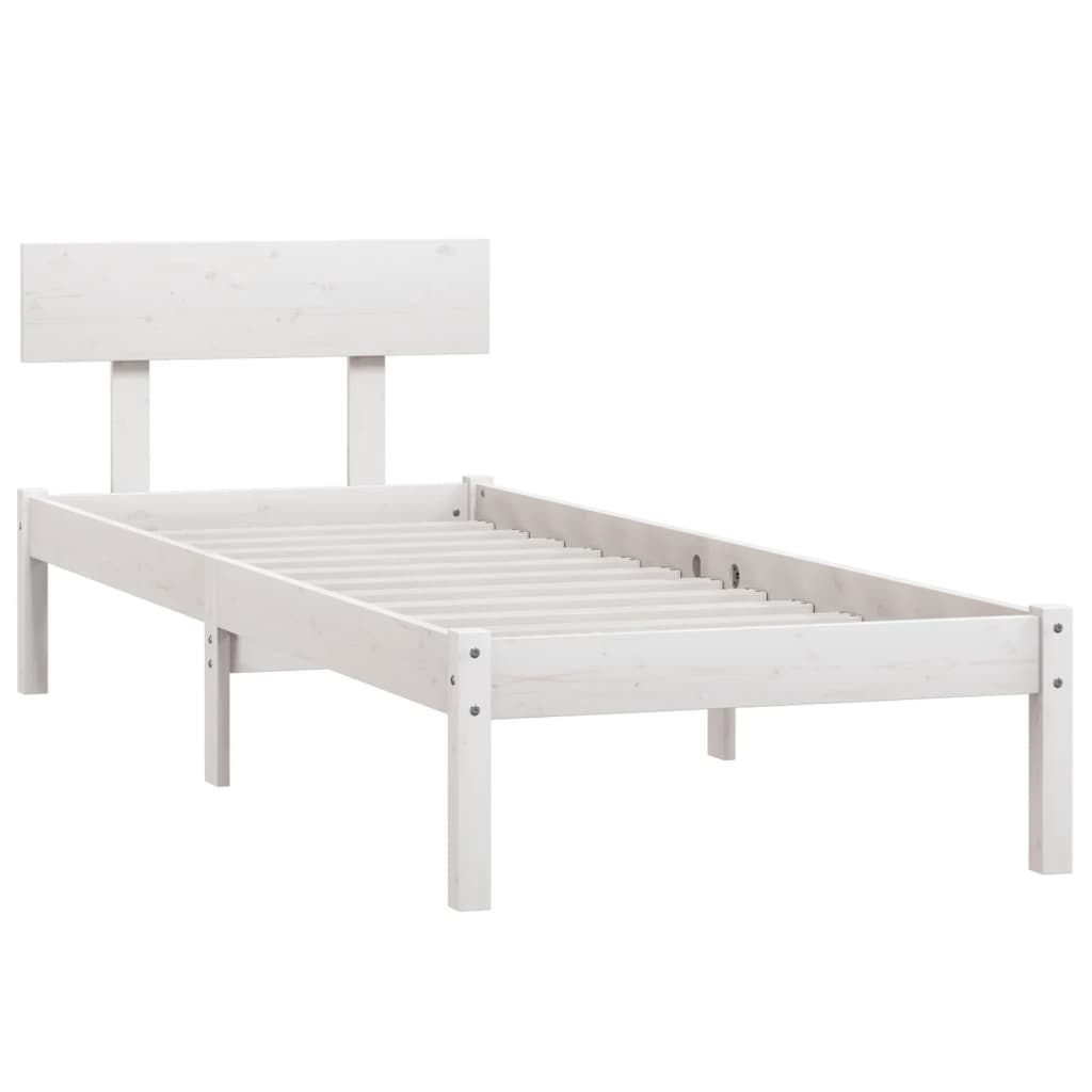 Sengeramme hvit heltre furu 90x190 cm Single