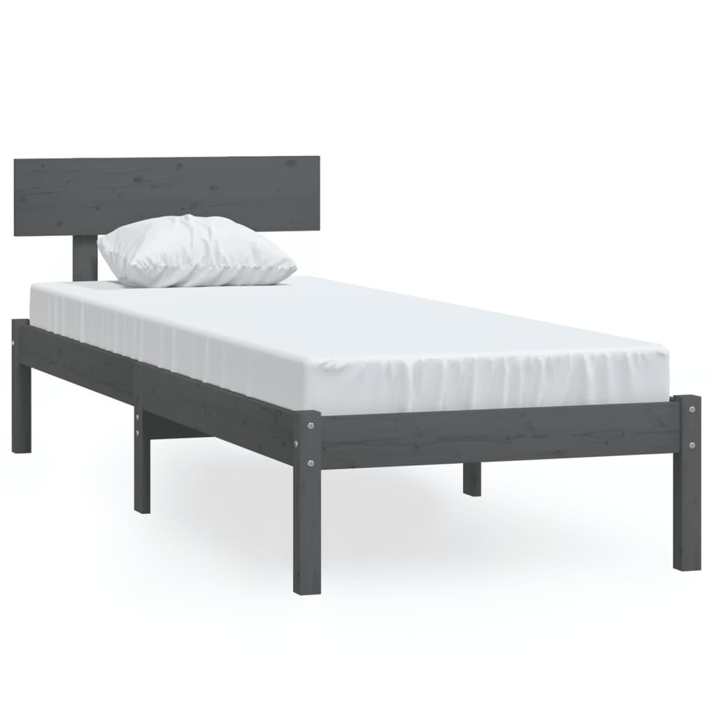 Sengeramme grå heltre furu 90x190 cm Single