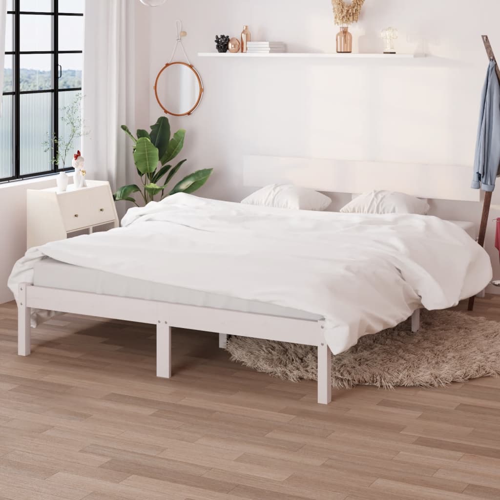 Sengeramme hvit heltre furu 135x190 cm UK Double