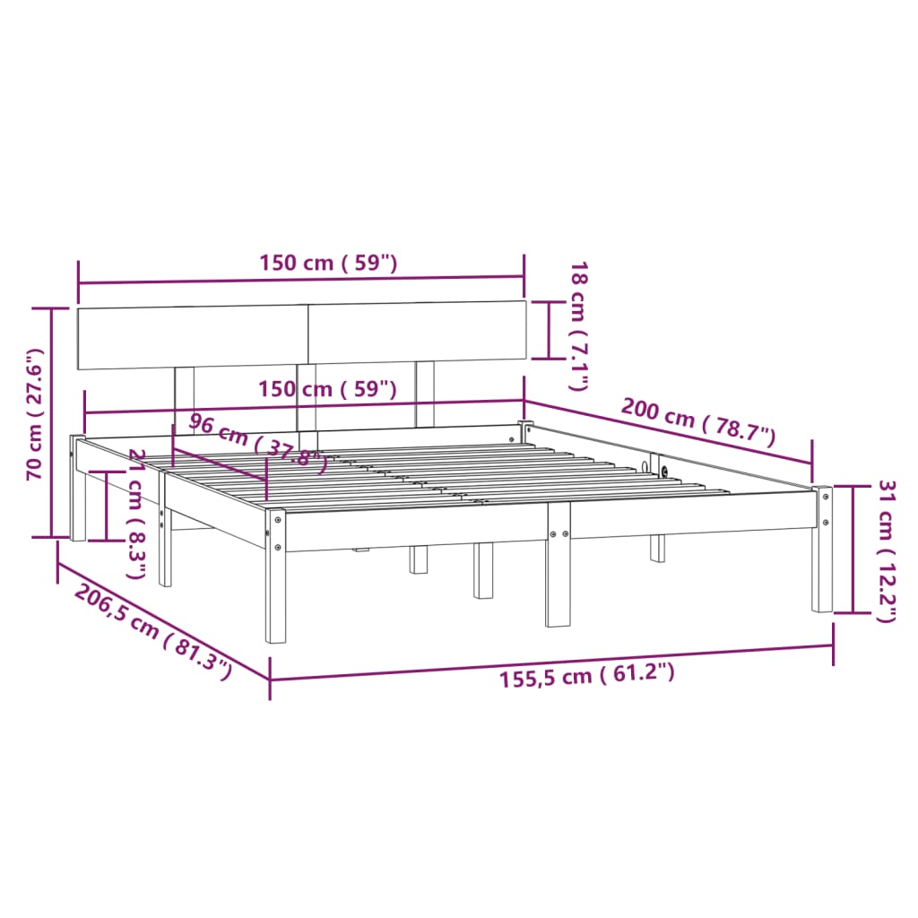 Sengeramme heltre furu 150x200 cm King Size