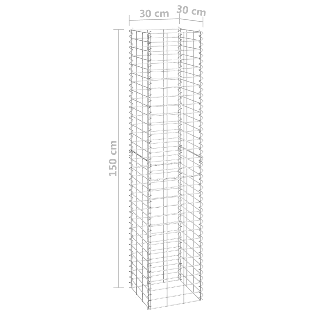 Gabion høybed 3 stk 30x30x150 cm jern