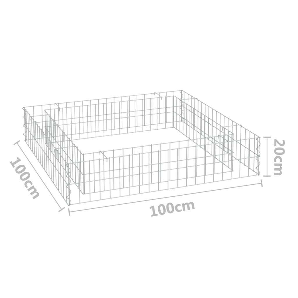 Gabion høybed galvanisert stål 100x100x20 cm