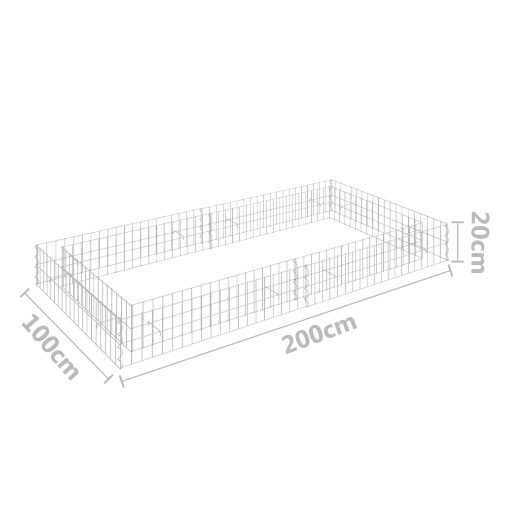 Gabion høybed galvanisert stål 200x100x20 cm