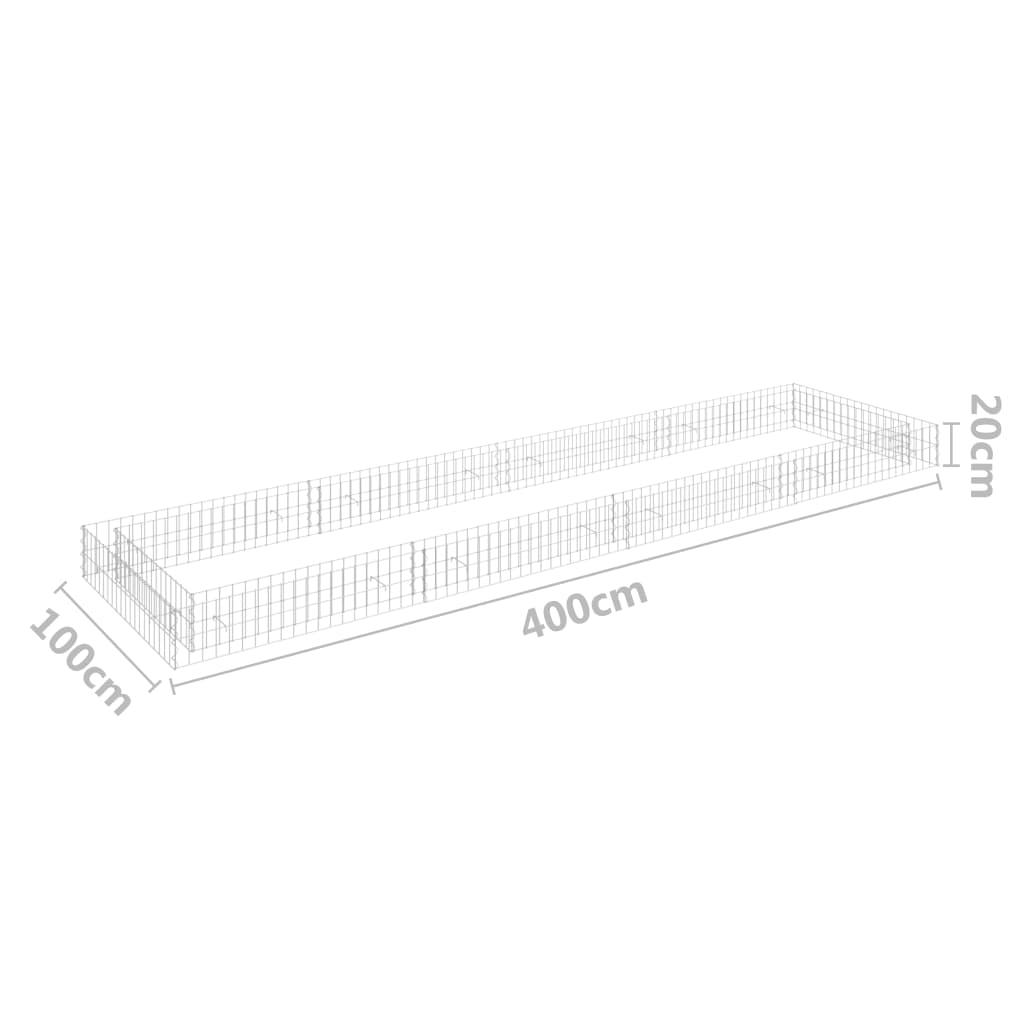 Gabion høybed galvanisert stål 400x100x20 cm