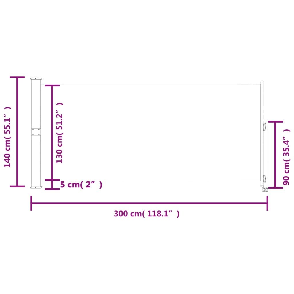Uttrekkbar sidemarkise 140x300 cm svart
