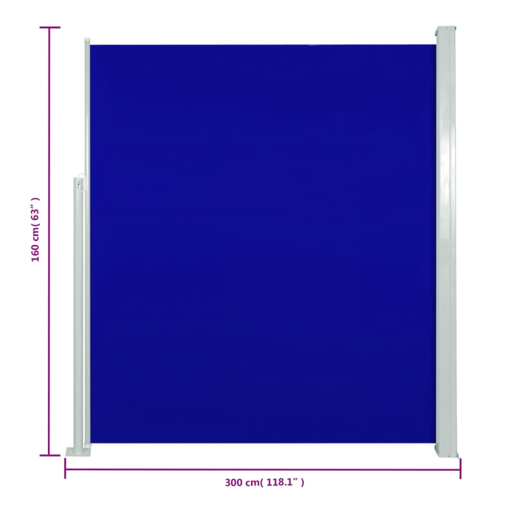 Uttrekkbar sidemarkise 160x300 cm blå