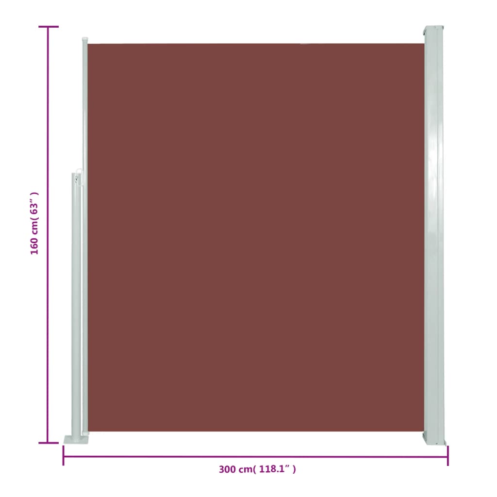 Uttrekkbar sidemarkise 160x300 cm brun