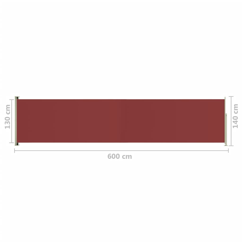 Uttrekkbar sidemarkise 140x600 cm rød