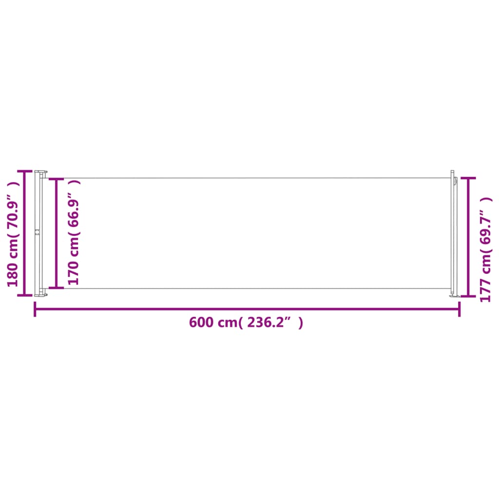 Uttrekkbar sidemarkise 180x600 cm blå
