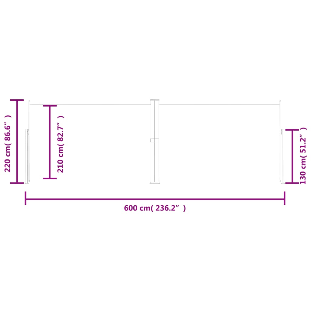 Uttrekkbar sidemarkise 220x600 cm antrasitt