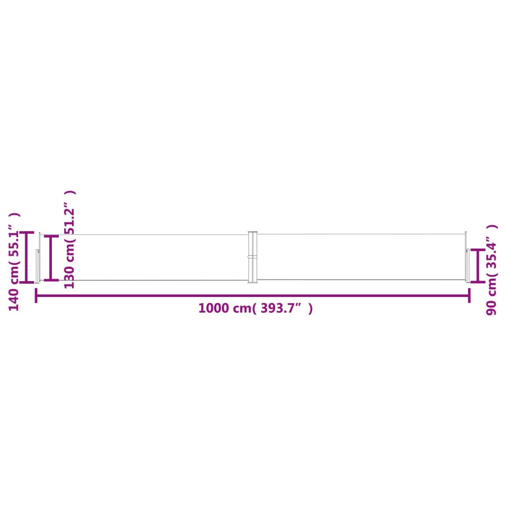 Uttrekkbar sidemarkise 140x1000 cm rød