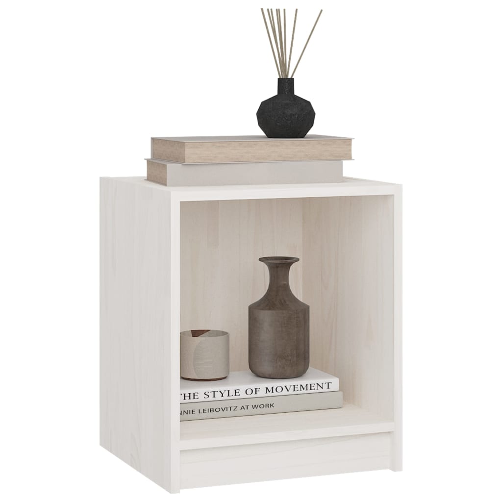Nattbord 2 stk hvit 35,5x33,5x41,5 cm heltre furu