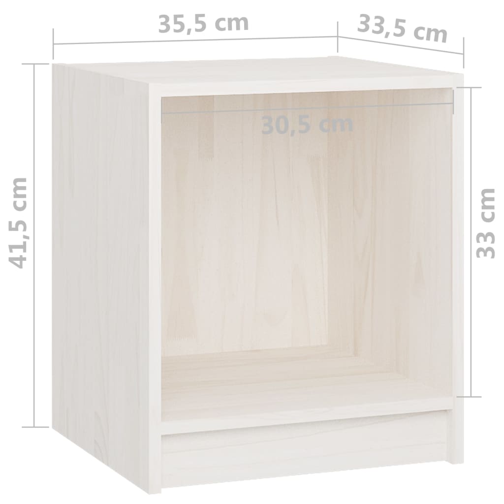 Nattbord 2 stk hvit 35,5x33,5x41,5 cm heltre furu