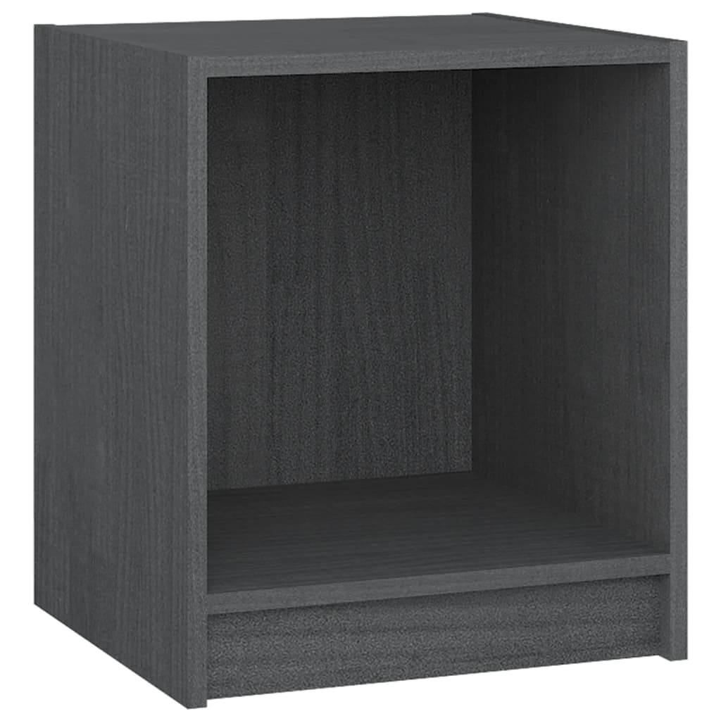 Nattbord 2 stk grå 35,5x33,5x41,5 cm heltre furu